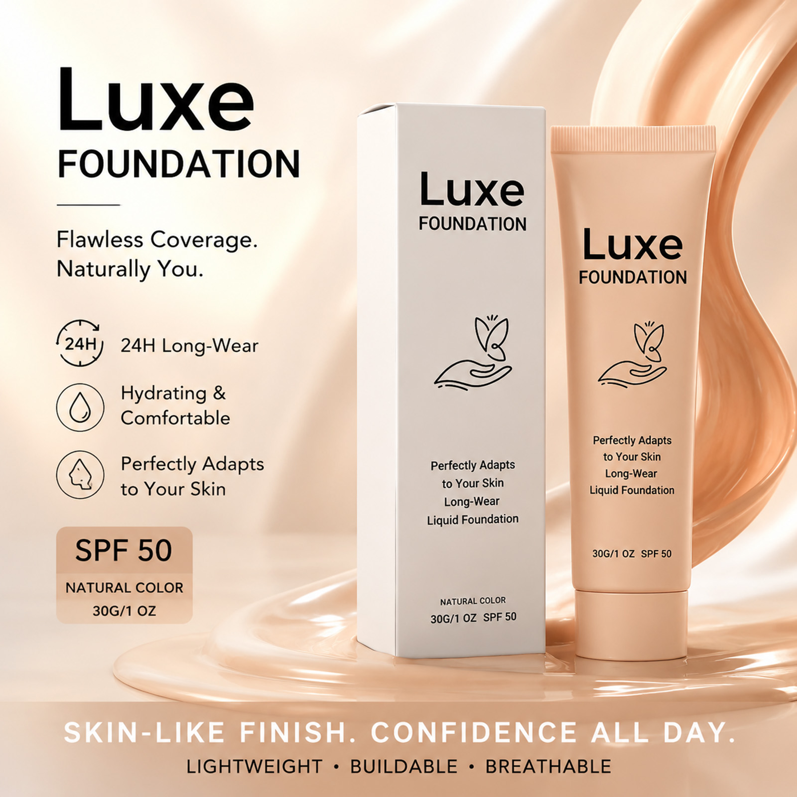 Face Moisturizer Spf - SPF 50+ Renk Değiştiren Fondöten Uzun